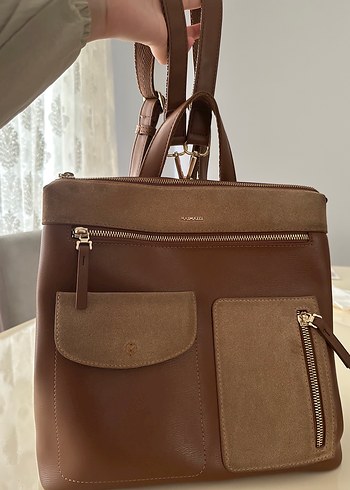 Matmazel - Kahverengi Süet Sırt Çantası - Görsel 7