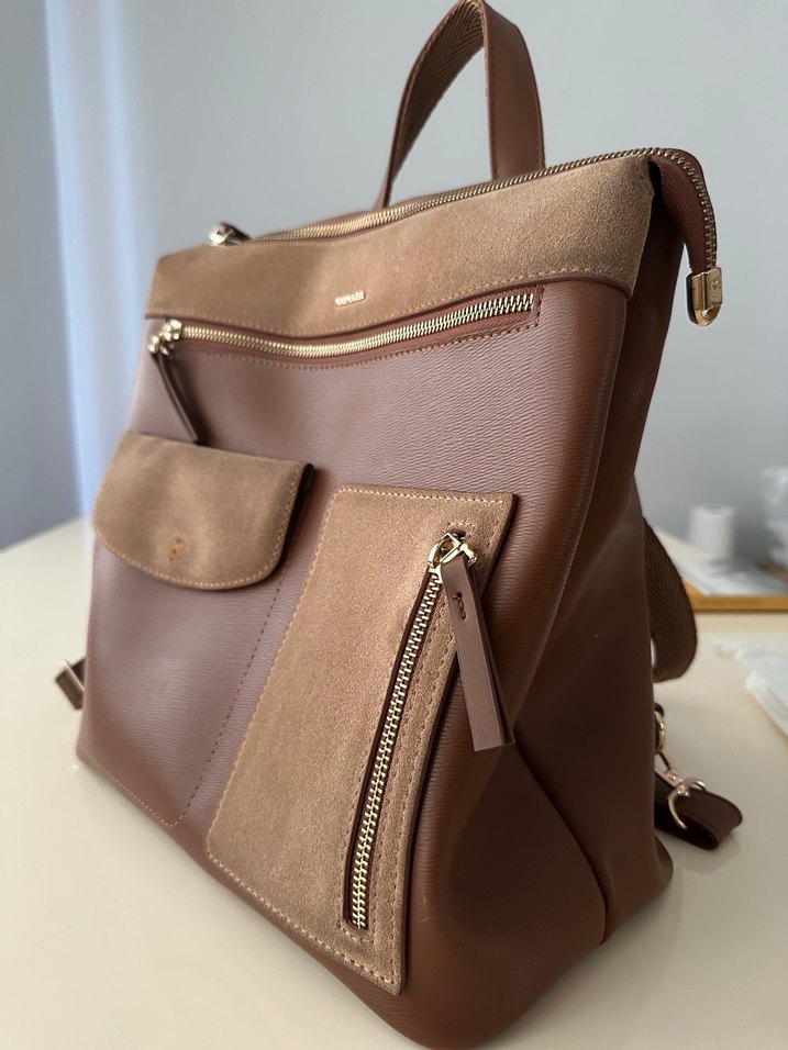 Matmazel - Kahverengi Süet Sırt Çantası - Görsel 3