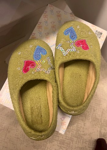 Nakışlı Yeşil kız çocuk ev terliği - Görsel 2