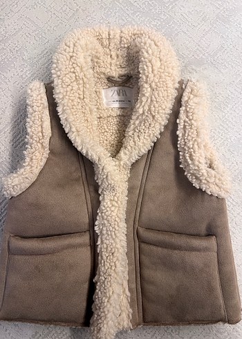 Kız Çocuk Kürklü Bej Yelek - Görsel 5