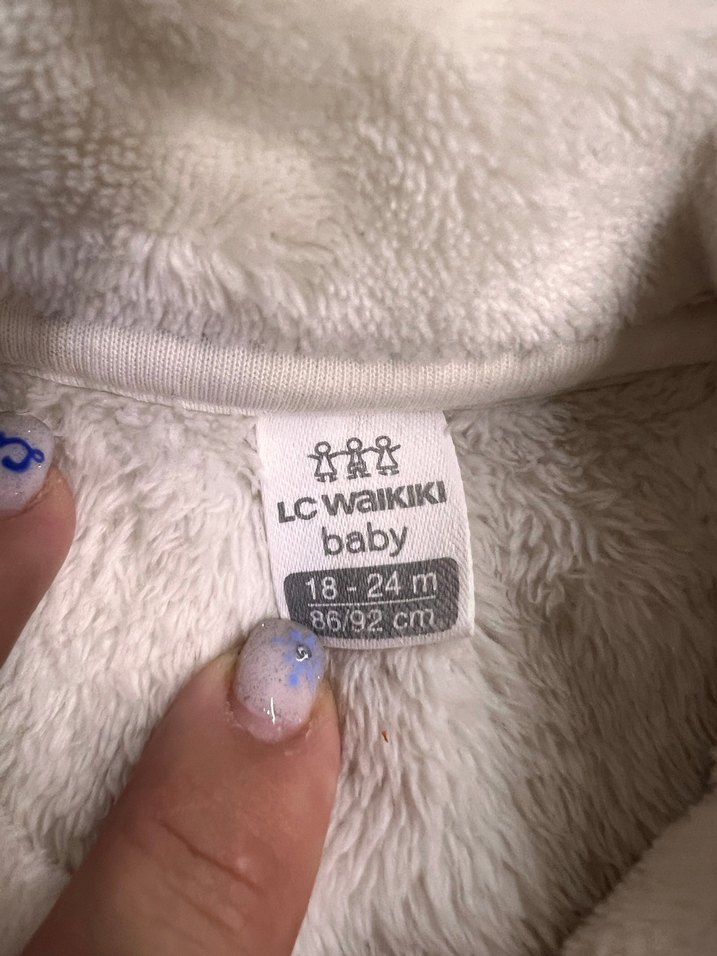 Kız Çocuk Beyaz Peluş Ceket - Görsel 3