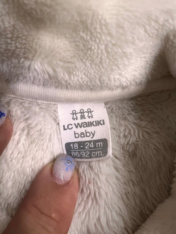 Kız Çocuk Beyaz Peluş Ceket - Görsel 4