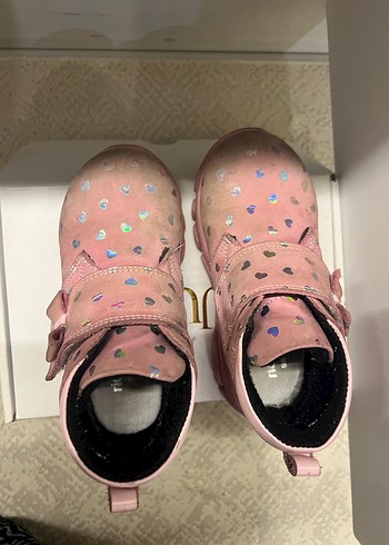 Kız Çocuk Pembe Bağcıklı Street Wear Botlar ortopedik deri - Görsel 3