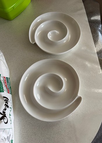 Beyaz Spiral Servis sunum Tabağı 2 li - Görsel 2