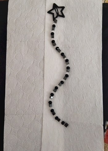 Accessorize Minimalist Gri-Beyaz İşlemeli Boncuklu süslü toka