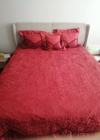 Bordo Nakışlı Renkli Yatak Örtüsü yastık kılıfı - Görsel 2