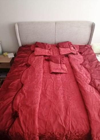 Bordo Nakışlı Renkli Yatak Örtüsü yastık kılıfı - Görsel 3