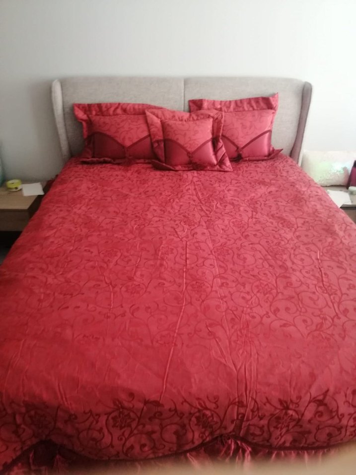 Bordo Nakışlı Renkli Yatak Örtüsü yastık kılıfı - Görsel 2