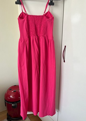 Koton Pembe Pilili Uzun İp Askılı Elbise