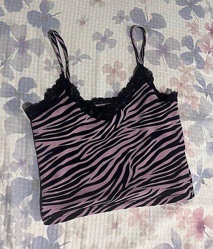 ZEBRA DESEN LİLA DANTELLİ ASKILI
