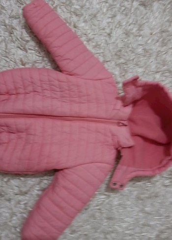Kapüşonlu Pembe Kız Çocuk Mont - Görsel 2