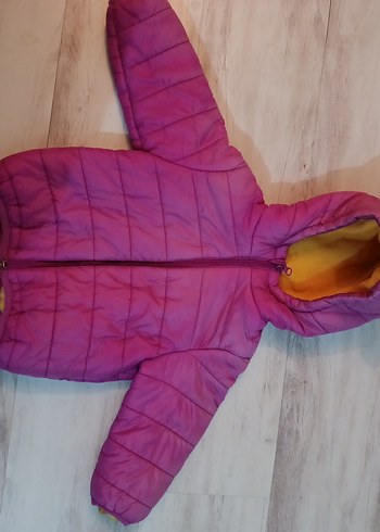 Kız Çocuk Mor Kapüşonlu Fermuarlı Mont - Görsel 2