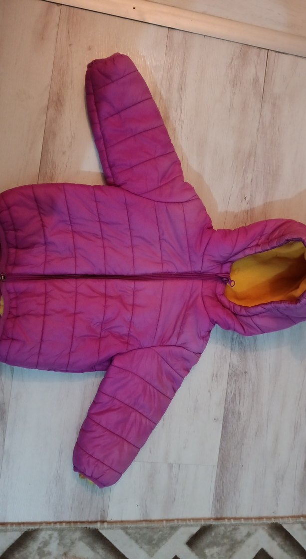 Kız Çocuk Mor Kapüşonlu Fermuarlı Mont - Görsel 2