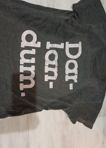 Gri Baskılı Pamuklu Tişört - Görsel 2