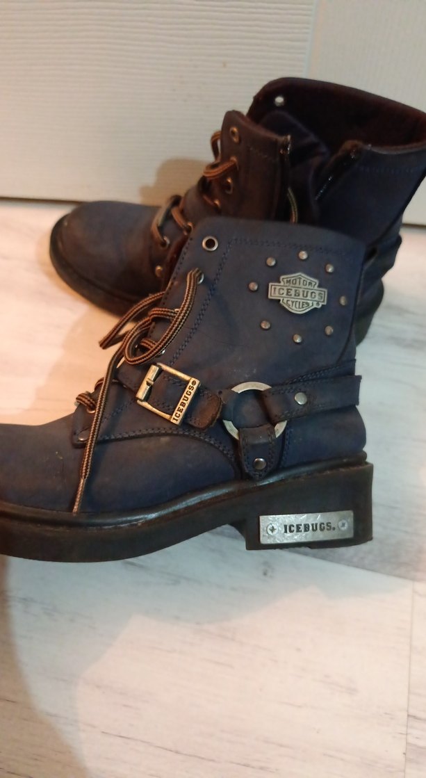 Mavi Deri Tokalı Biker Botlar - Görsel 2