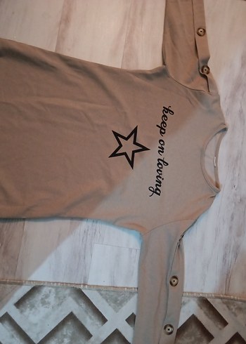 Bej Süet Uzun Kollu tunik - Görsel 2