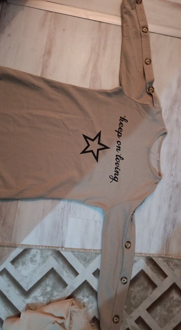 Bej Süet Uzun Kollu tunik - Görsel 2