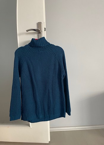 Mavi Triko Boğazlı Salaş Kazak - Görsel 2