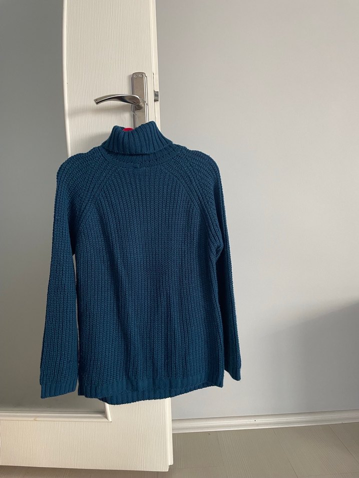 Mavi Triko Boğazlı Salaş Kazak - Görsel 2