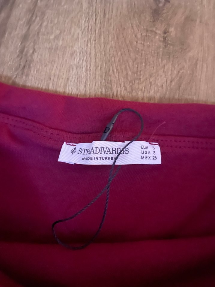 stradivarius Bordo Drapeli Kayık Yaka Uzun Kollu Bluz - Görsel 3