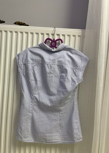 Düğmeli Kısa Kollu Pamuklu Kadın Gömlek - Görsel 2