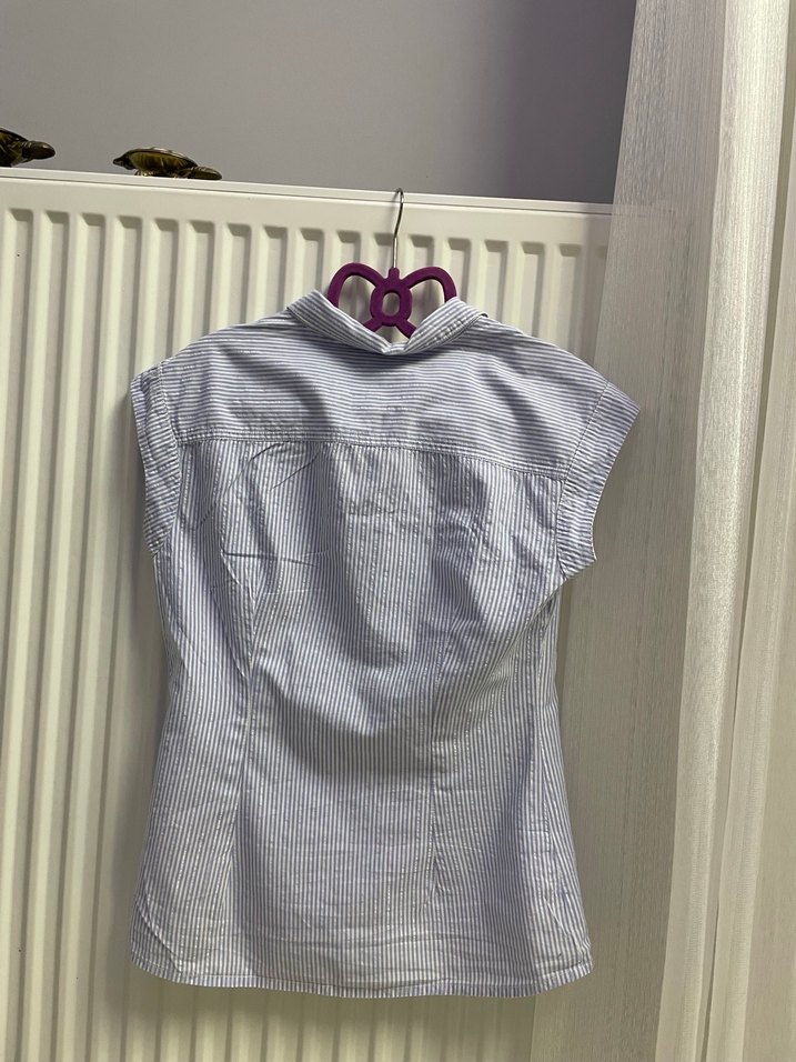 Düğmeli Kısa Kollu Pamuklu Kadın Gömlek - Görsel 2