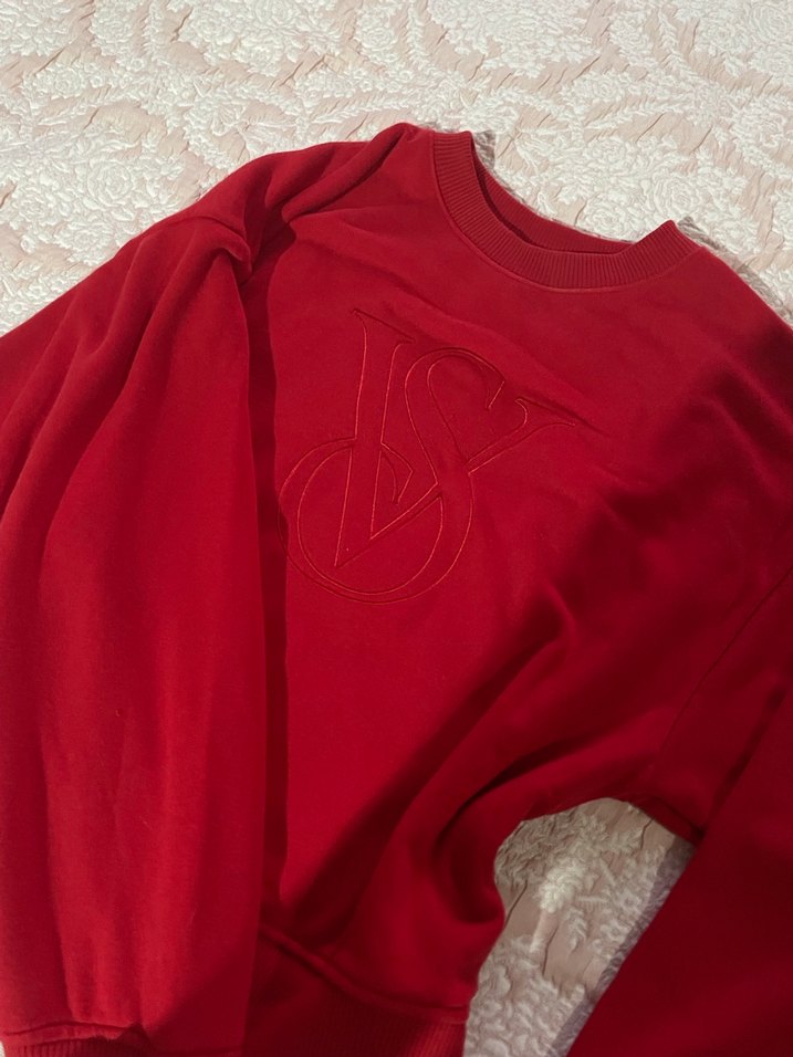 victoria secret Kırmızı Oversize Kadın Sweatshirt - Görsel 4