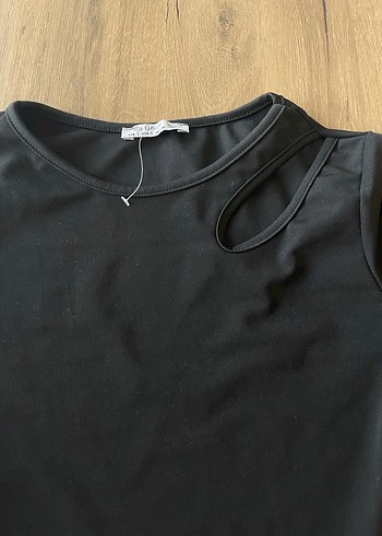 Siyah Uzun Kollu crop Kadın Bluz - Görsel 3