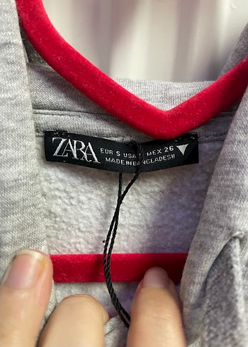 zara Kadın Gri Yüksek Yakalı Sweatshirt - Görsel 4