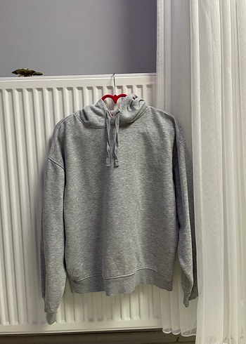 zara Kadın Gri Yüksek Yakalı Sweatshirt - Görsel 2