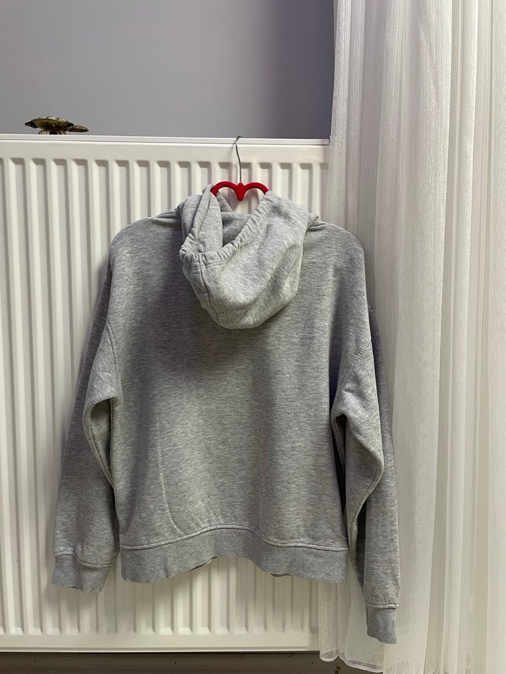 zara Kadın Gri Yüksek Yakalı Sweatshirt - Görsel 3