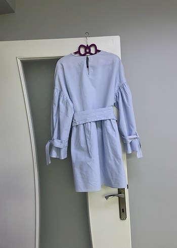 zara Mavi Kemerli Rahat Kadın elbise - Görsel 3