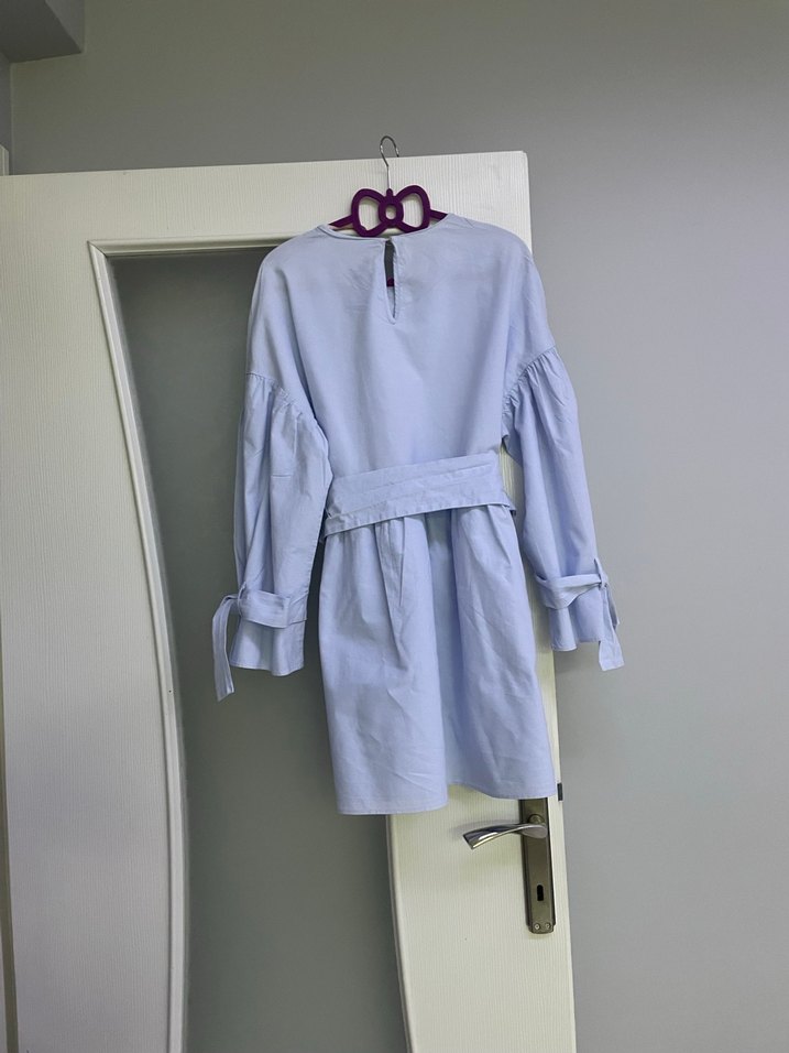 zara Mavi Kemerli Rahat Kadın elbise - Görsel 3