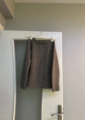 bershka Bej Örgü Kadın Mini Kazak - Görsel 2