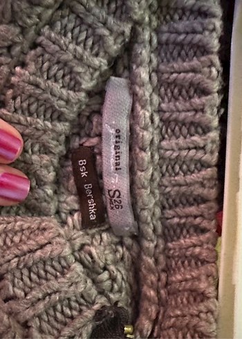 bershka Bej Örgü Kadın Mini Kazak - Görsel 4