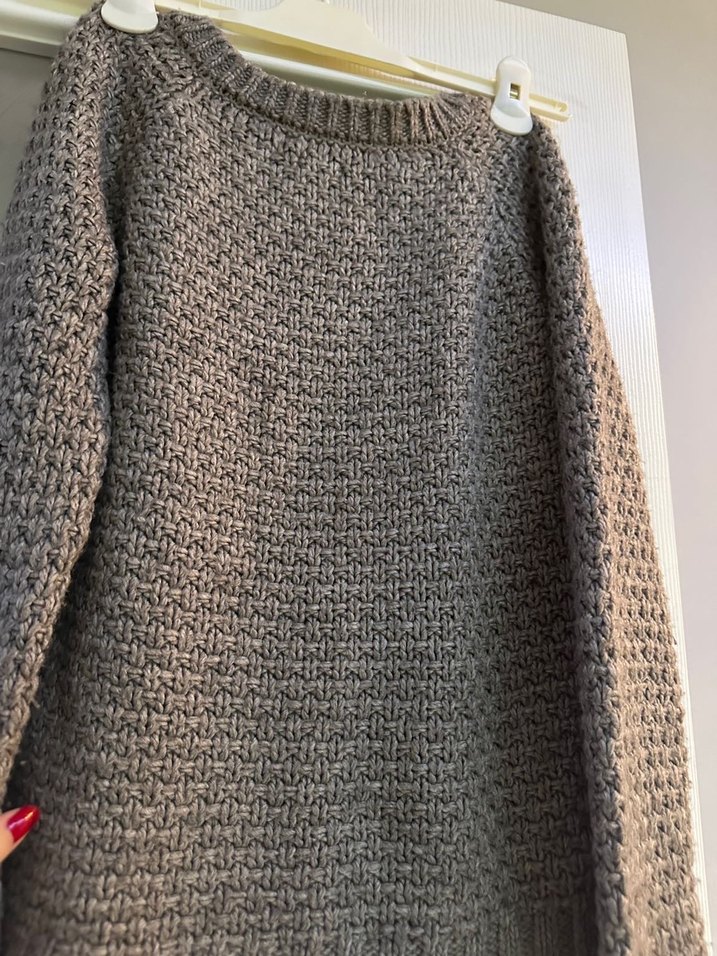 bershka Bej Örgü Kadın Mini Kazak - Görsel 3