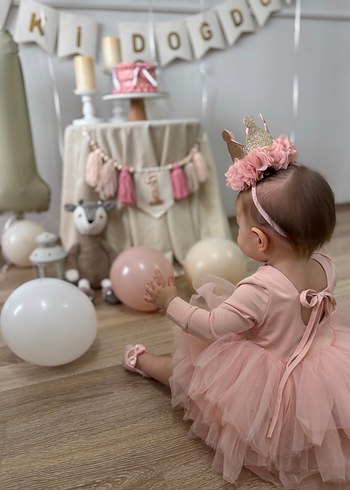 Bir yaş doğum günü elbisesi ve tacı - Görsel 4