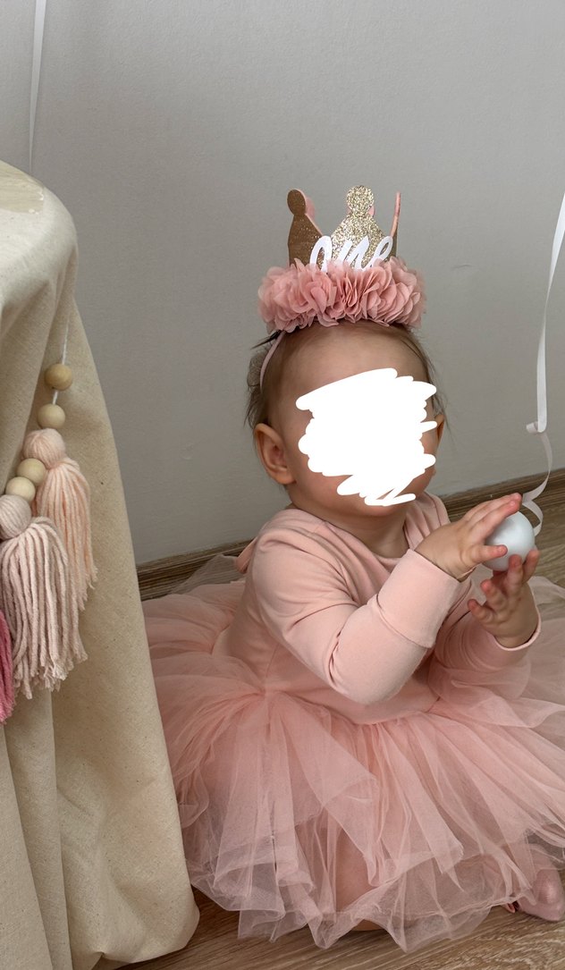 Bir yaş doğum günü elbisesi ve tacı - Görsel 3