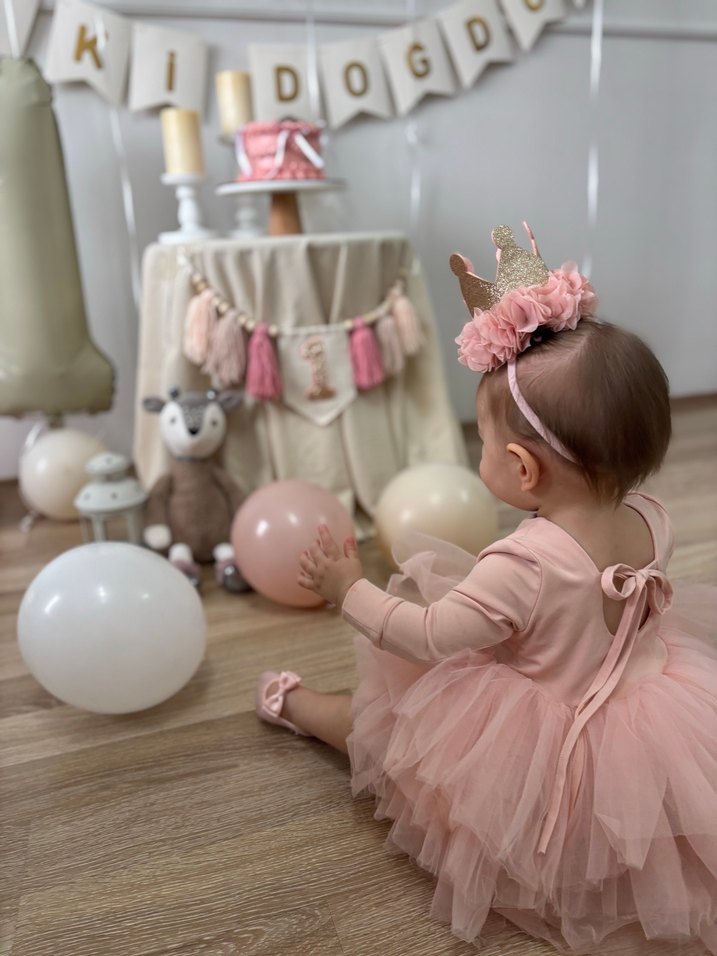 Bir yaş doğum günü elbisesi ve tacı - Görsel 4