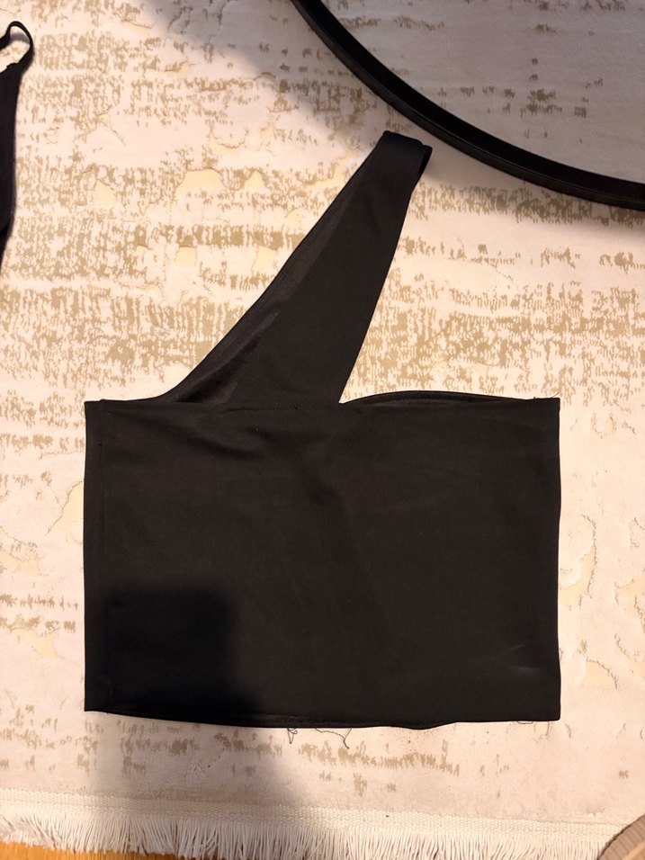 Tek Askılı Siyah crop - Görsel 2