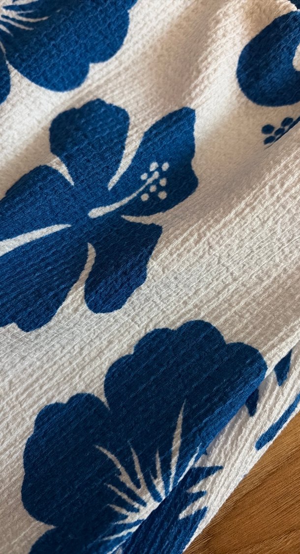 Mavi Çiçekli Mini Bohem Elbise - Görsel 2