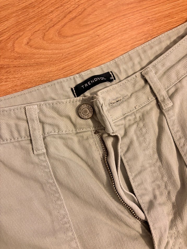Bej Rahat Kesim Kadın Keten Pantolon Trendyol - Görsel 2