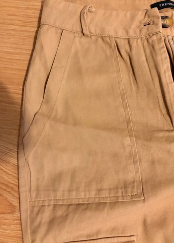 Bej Kadın Rahat Kesim Midi Keten Pantolon - Görsel 3