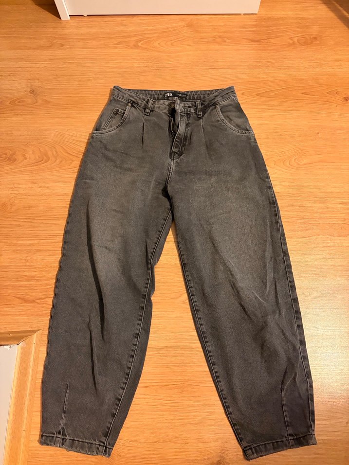 Zara Siyah Baskılı Midi Kot Pantolon - Görsel 2