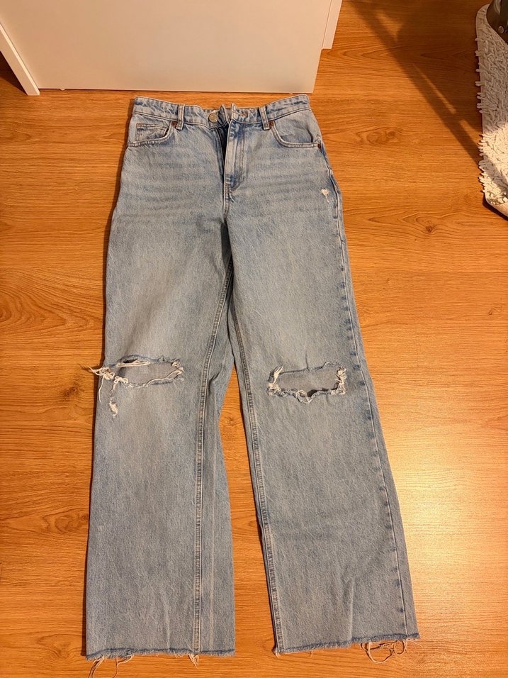 Zara Mavi Baskılı Kot Pantolon - Görsel 2