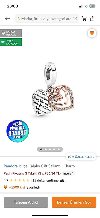 Pandora gümüş charm