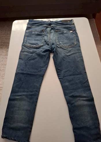 Düğmeli Mavi Kadın Midi Kot Pantolon - Görsel 6