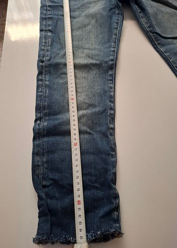 Düğmeli Mavi Kadın Midi Kot Pantolon - Görsel 2