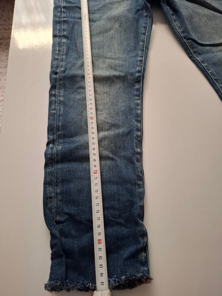 Düğmeli Mavi Kadın Midi Kot Pantolon - Görsel 2