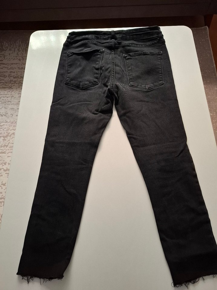 Siyah Kadın Midi Boy Regular Fit Denim Pantolon - Görsel 3
